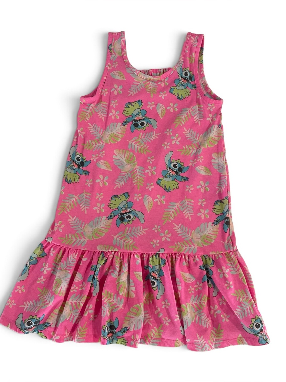 Disney Pink Tropical Stitch Tank Dress with Blue Accents
